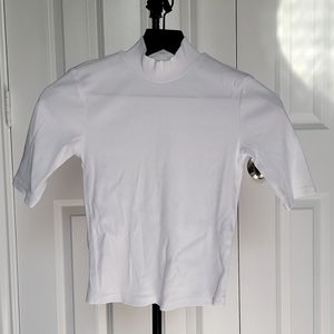 ZARA WHITE MID SLEEVE TOP SIZE MEDIUM